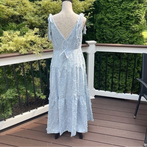 MARCHESA Notte Dress Floral Cotton embroidered maxi Blue - Dust Color Sz 6 - Picture 7 of 17